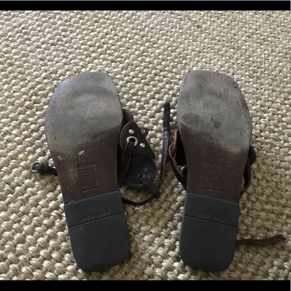 MIU MIU BROWN LEATHER sandals size 37 IT - Picture 7 of 7